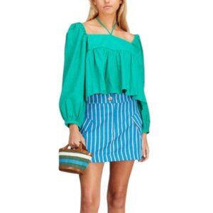 NWT Ciao Lucia Linen Blend Corina Puff Long Sleeve Babydoll in Emerald - Medium